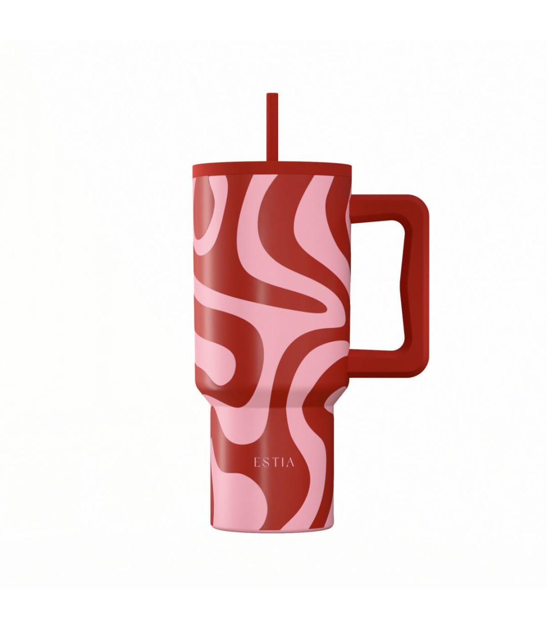 Estia Ανακυκλώσιμο Handled Tumbler Θερμός Ανοξείδωτο BPA Free 900ml CORAL WAVES με Καλαμάκι και Λαβή Κωδικός: 01-41588 