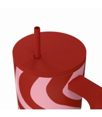 Estia Ανακυκλώσιμο Handled Tumbler Θερμός Ανοξείδωτο BPA Free 900ml CORAL WAVES με Καλαμάκι και Λαβή Κωδικός: 01-41588 