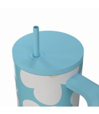 Estia Save Aegean Ανακυκλώσιμο Handled Tumbler Θερμός Ανοξείδωτο BPA Free 900ml BLUE DAISY με Καλαμάκι και Λαβή Κωδικός: 01-41618 