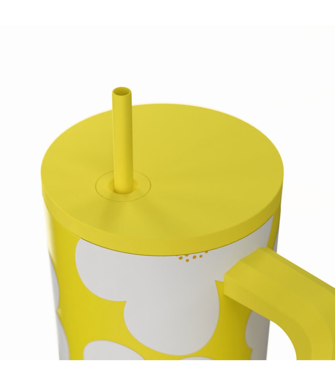 Estia Save Aegean Ανακυκλώσιμο Handled Tumbler Θερμός Ανοξείδωτο BPA Free 900ml YELLOW DAISY με Καλαμάκι και Λαβή 01-41625