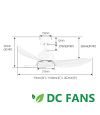 Ανεμιστήρας Οροφής DC με Τηλεχειριστήριο και LED φως Telemax Levantes 30-4635 LIGHT WOOD