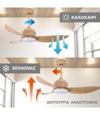 Ανεμιστήρας Οροφής Dc Τηλεχειριστήριο Led Telemax Levantes 46-yj356 White 30-4638