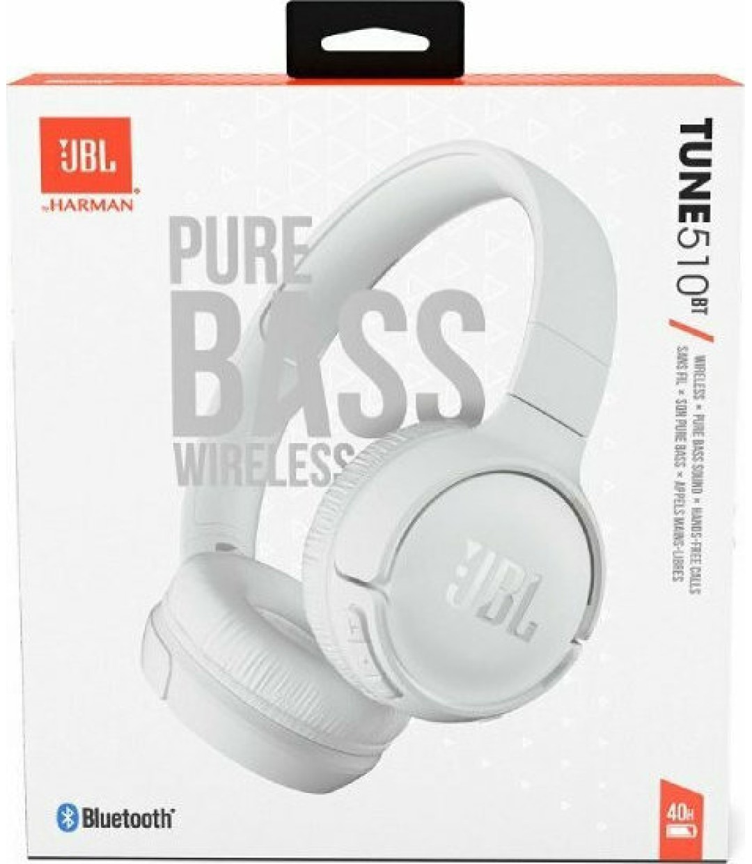 JBL Tune 510BT Ασύρματα / Ενσύρματα On Ear Ακουστικά με 40 ώρες Λειτουργίας και Quick Charge Λευκά JBLT510BTWHT