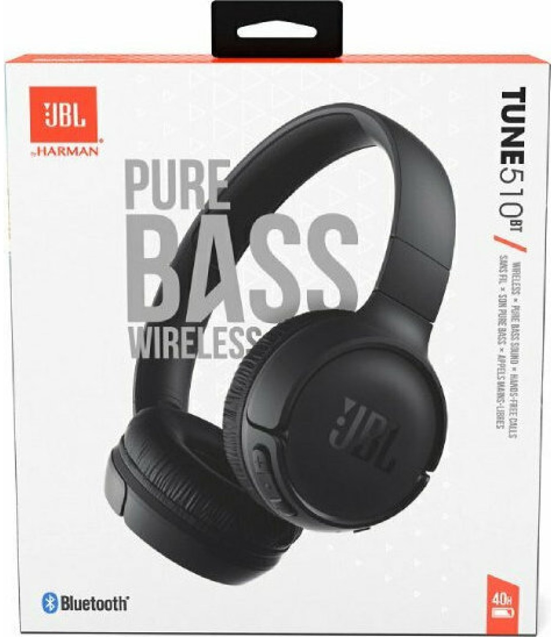 JBL Tune 510BT Ασύρματα Bluetooth On Ear Ακουστικά με 40 ώρες Λειτουργίας και Quick Charge Μαύρα JBLT510BTBLK