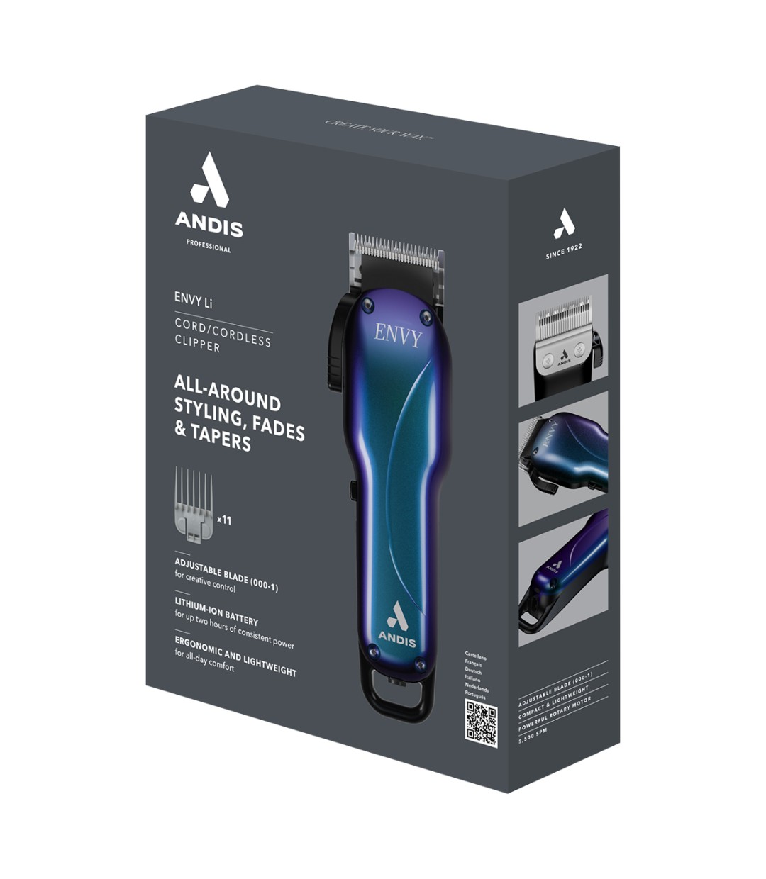 Andis Galaxy Cordless Envy Li Επαγγελματική Κουρευτική Μηχανή Μπλε 561559