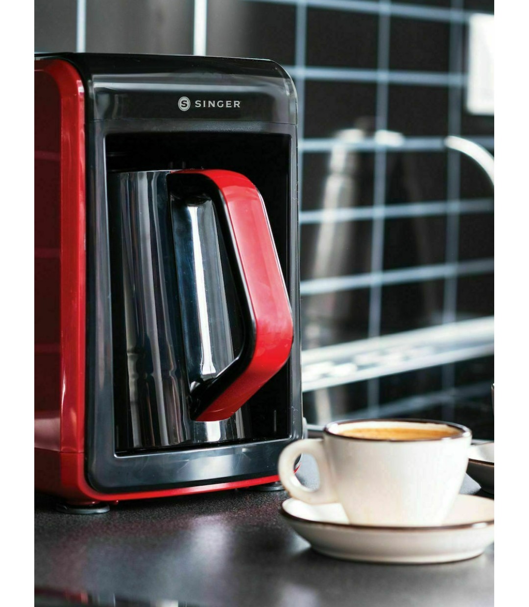 Singer Meraki Charisma Μηχανή Ελληνικού 535W με Χωρητικότητα 300ml Κόκκινο – Μαύρο