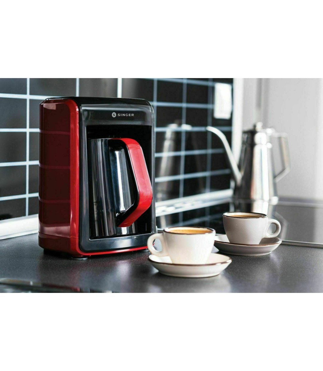 Singer Meraki Charisma Μηχανή Ελληνικού 535W με Χωρητικότητα 300ml Κόκκινο – Μαύρο