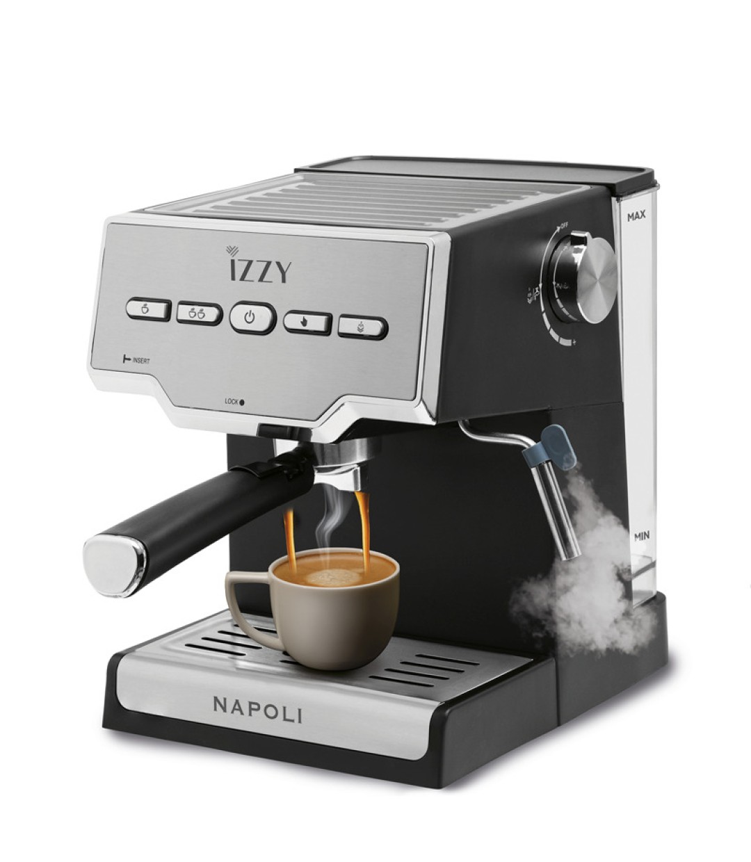 Izzy Napoli IZ-6011 Αυτόματη Μηχανή Espresso 1000W Πίεσης 20bar Ασημί