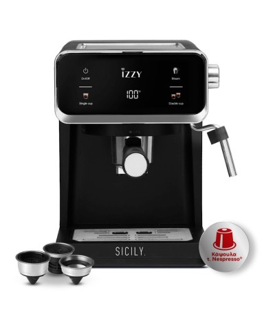 Izzy Sicily IZ-6017 Μηχανή Espresso 1000W Πίεσης 20bar Μαύρη