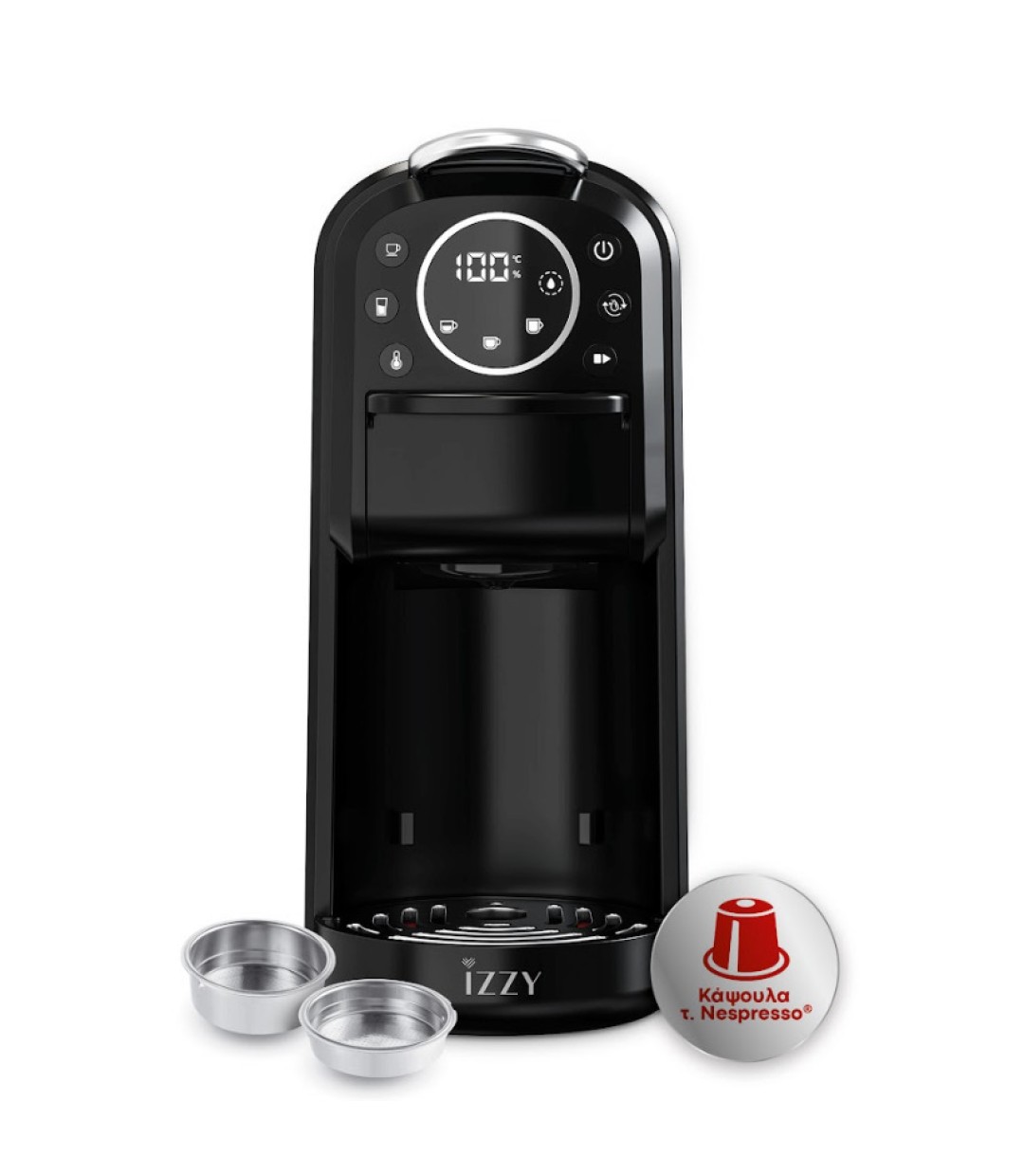 Izzy IZ-6019 PARMA Αυτόματη Μηχανή Espresso 1400W Πίεσης 20bar Μαύρη