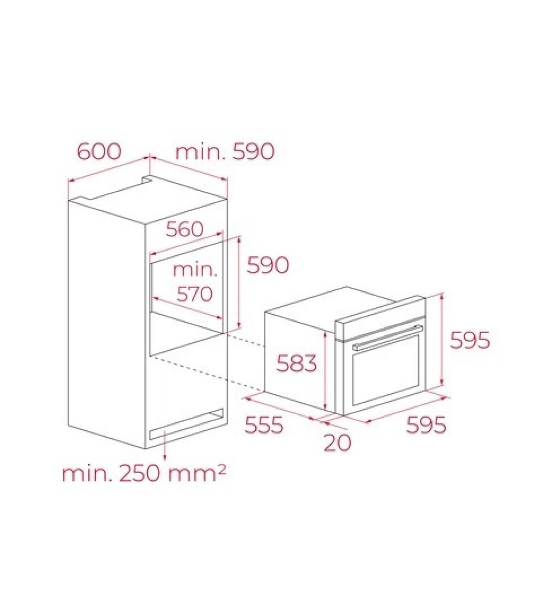 Teka HCB 6370 P SS Φούρνος άνω Πάγκου 70lt Π59.5εκ. 