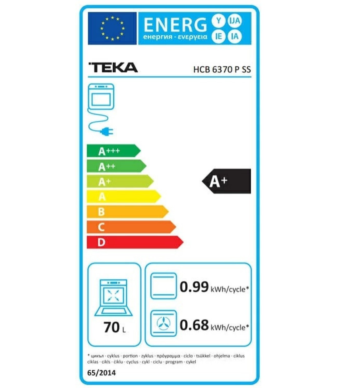 Teka HCB 6370 P SS Φούρνος άνω Πάγκου 70lt Π59.5εκ. 