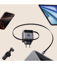 Ugreen Φορτιστής με Θύρα USB-A και Θύρα USB-C και Καλώδιο USB-C 45W Γκρι (X614)