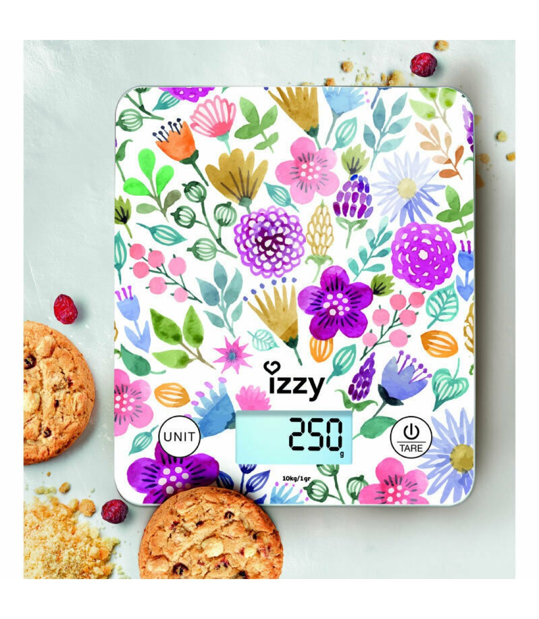 Izzy Floral IZ-7007 Ψηφιακή Ζυγαριά Κουζίνας 1gr/10kg Πολύχρωμη