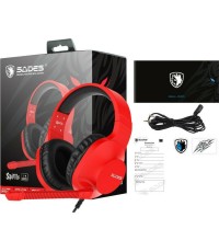 Sades Spirits Over Ear Gaming Headset με σύνδεση 2x3.5mm Κόκκινο