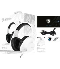 Sades Spirits Over Ear Gaming Headset με σύνδεση 2x3.5mm Λευκό