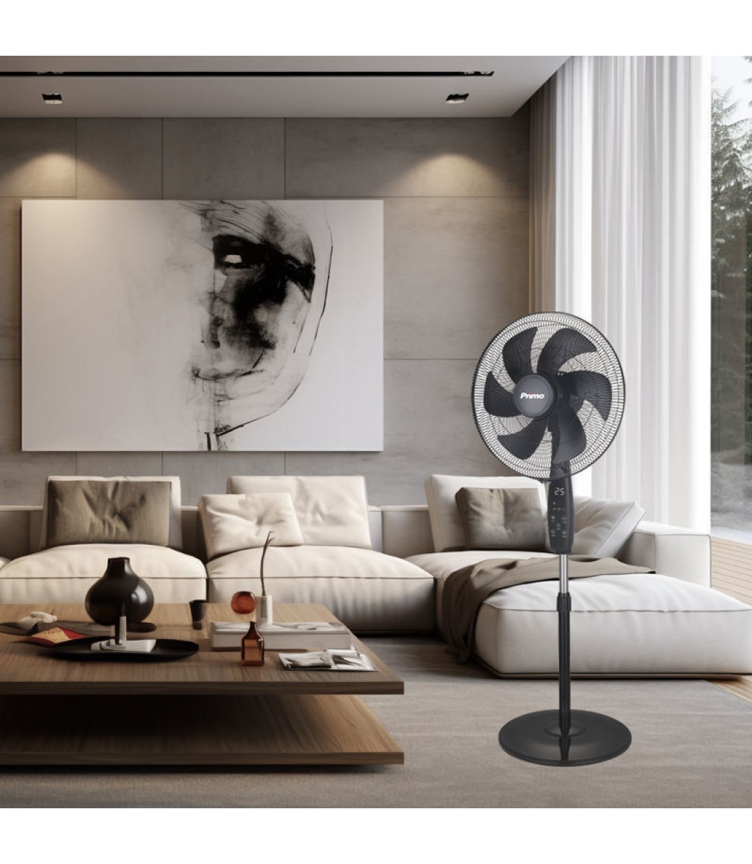Primo PRSF-80698D  Ανεμιστήρας Ορθοστάτης 40W Διαμέτρου 45.72cm με Τηλεχειριστήριο