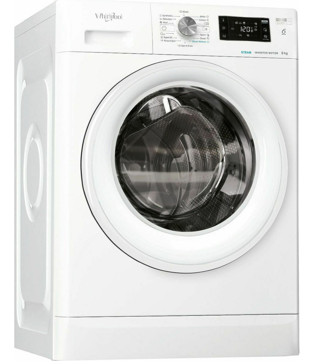 Whirlpool Πλυντήριο Ρούχων 8kg με Ατμό 1200 Στροφών FFB 8258 WV EE