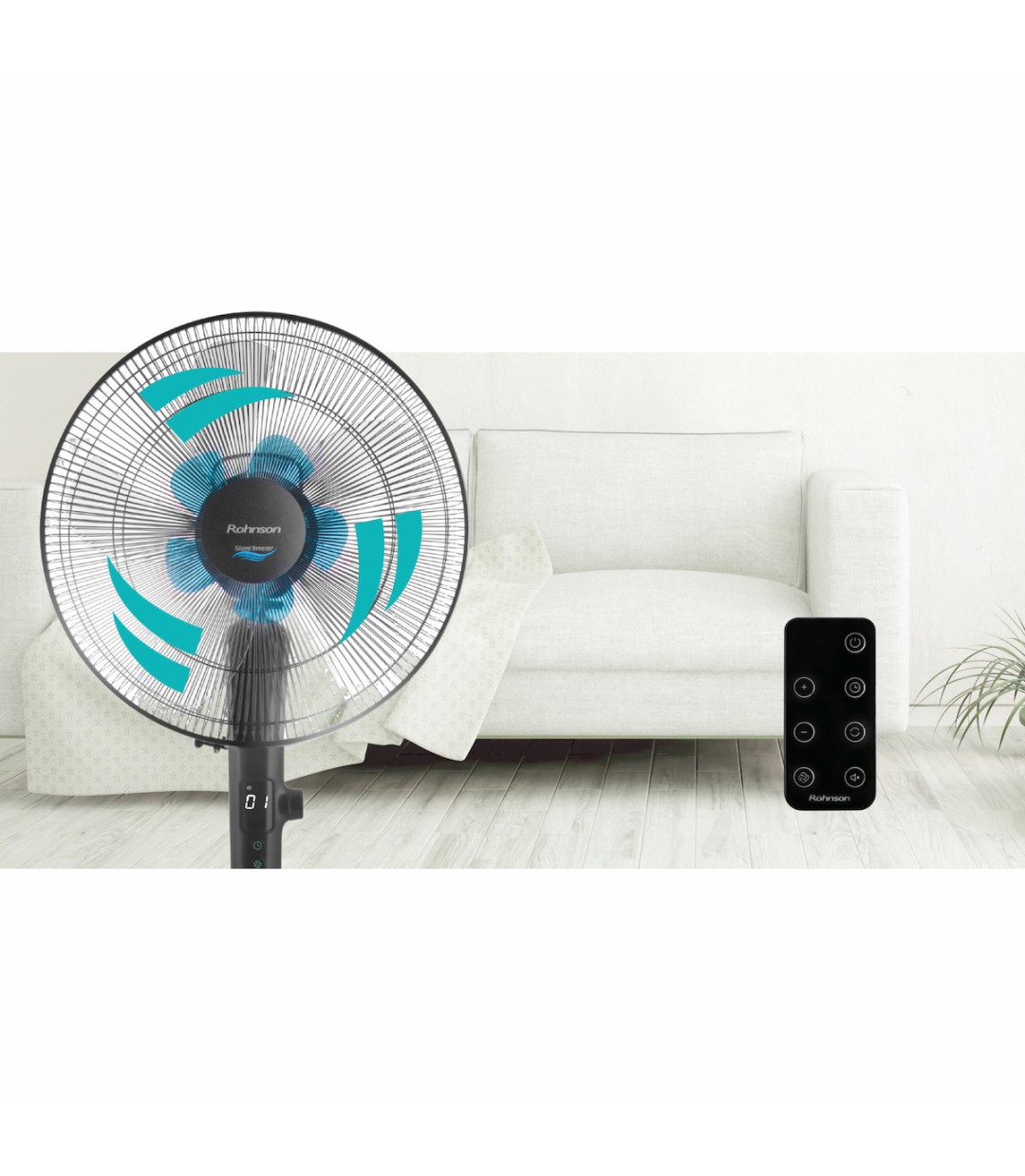 Rohnson Ανεμιστήρας Ορθοστάτης 28W Διαμέτρου 40cm με Τηλεχειριστήριο R-8600