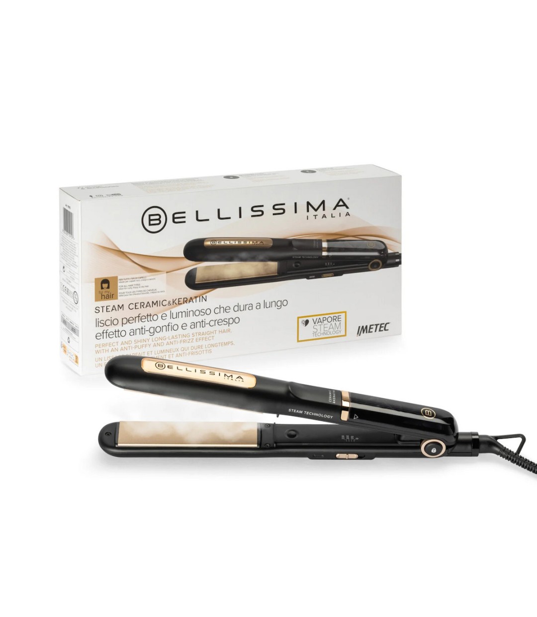 Bellissima Steam Ceramic & Keratin 11915 Πρέσα Μαλλιών με Ατμό και Κεραμικές Πλάκες T8604
