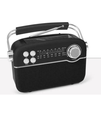 Manta RDI916 Φορητό Ραδιόφωνο Ηλιακό με Bluetooth και USB Μαύρο