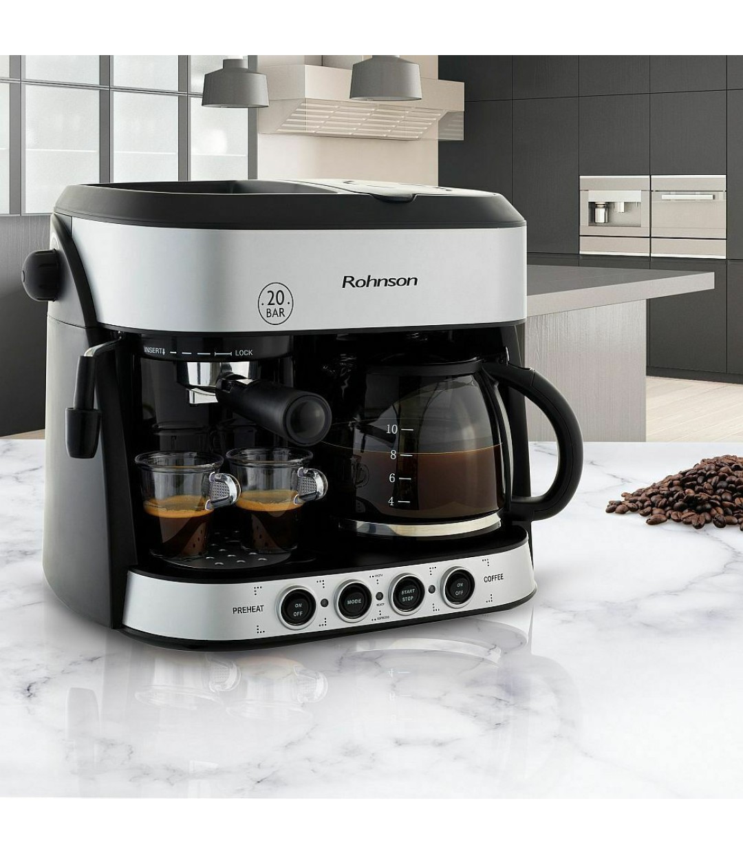 Rohnson R-974 Πολυκαφετιέρα 2 σε 1 Πίεσης 20bar 1850W