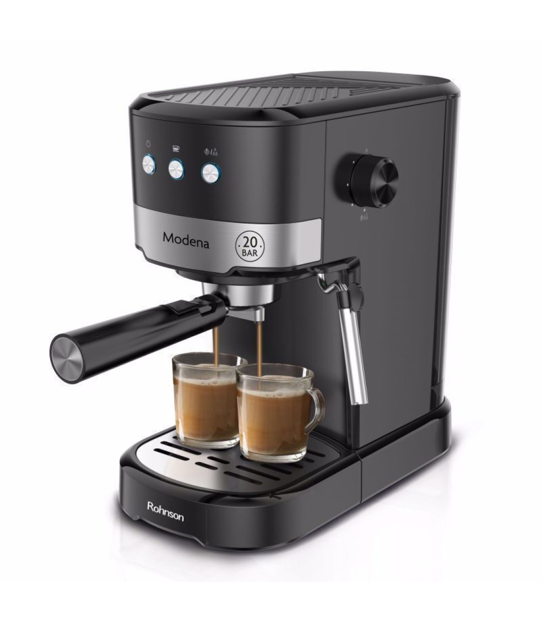 Rohnson R-98012 Modena Μηχανή Espresso 1100W Πίεσης 20bar Μαύρη
