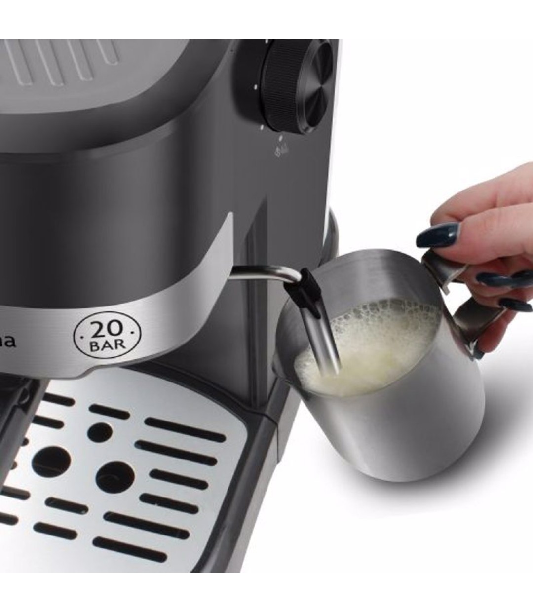 Rohnson R-98012 Modena Μηχανή Espresso 1100W Πίεσης 20bar Μαύρη