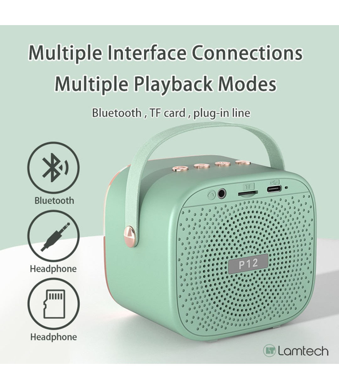 Lamtech Ηχείο Karaoke με Ασύρματο Μικρόφωνο και Εφέ Φωτισμού σε Πράσινο Χρώμα