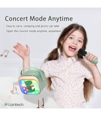 Lamtech Ηχείο Karaoke με Ασύρματο Μικρόφωνο και Εφέ Φωτισμού σε Πράσινο Χρώμα