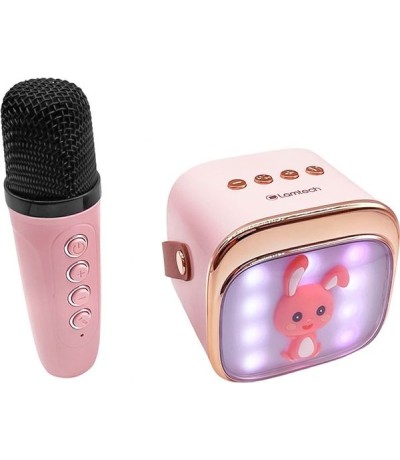 Lamtech Ηχείο Karaoke με Ασύρματο Μικρόφωνο και Εφέ Φωτισμού σε Ροζ Χρώμα