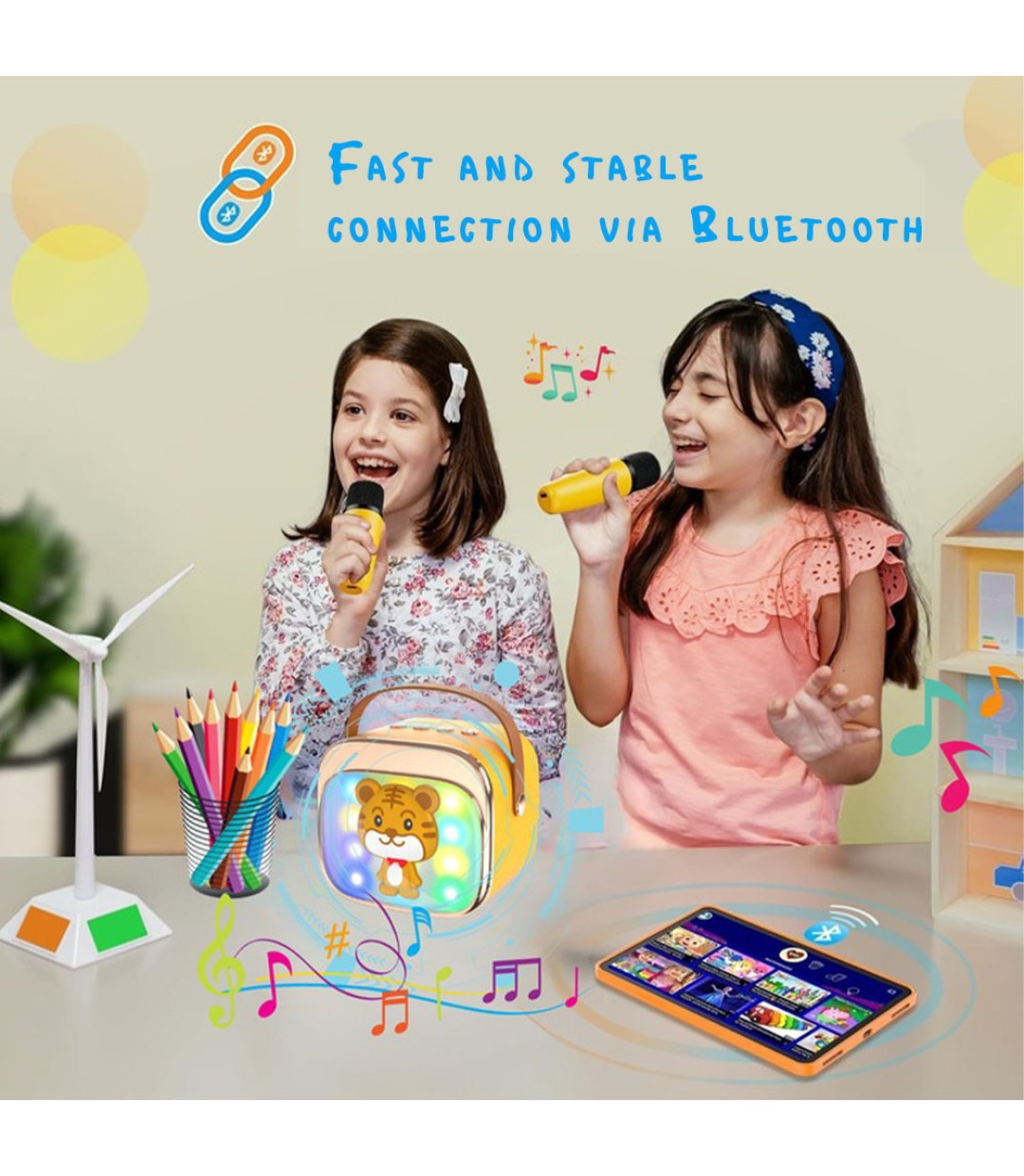 Lamtech Σύστημα με Ασύρματα Μικρόφωνα BT5.4 σε Κίτρινο Χρώμα 