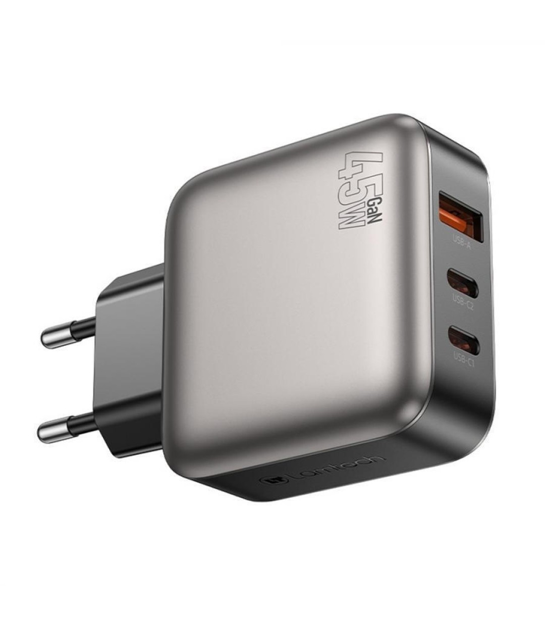 Lamtech Φορτιστής Χωρίς Καλώδιο GaN με Θύρα USB-A και 2 Θύρες USB-C 45W Power Delivery Γκρι (LAM980435) Lamtech Φορτιστής Χωρίς Καλώδιο GaN με Θύρα USB-A και 2 Θύρες USB-C 45W Power Delivery Γκρι (LAM980435)