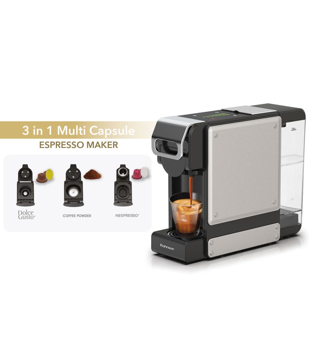 Rohnson R-98044 Multi Capsule Πίεσης 19bar Καφέ