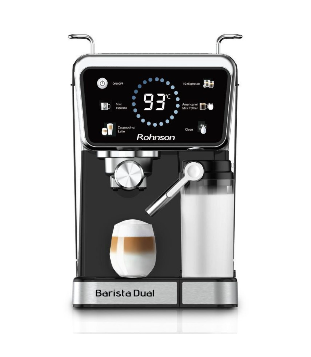 Rohnson Αυτόματη Μηχανή Espresso 1350W Πίεσης 20bar για Cappuccino Μαύρη R-98082 Rohnson Αυτόματη Μηχανή Espresso 1350W Πίεσης 20bar για Cappuccino Μαύρη R-98082