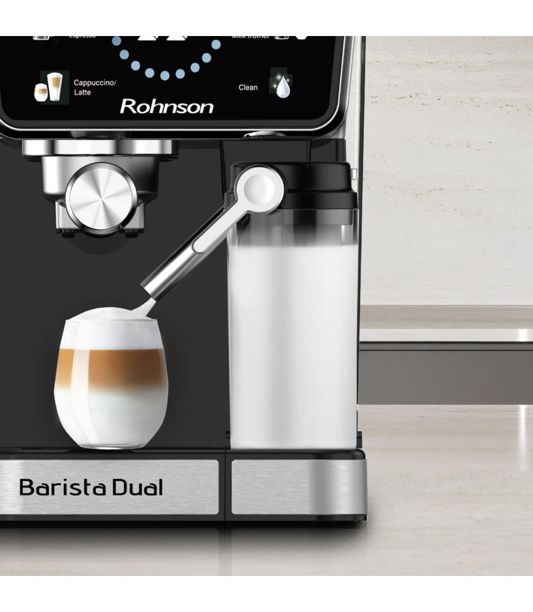 Rohnson Αυτόματη Μηχανή Espresso 1350W Πίεσης 20bar για Cappuccino Μαύρη R-98082 Rohnson Αυτόματη Μηχανή Espresso 1350W Πίεσης 20bar για Cappuccino Μαύρη R-98082