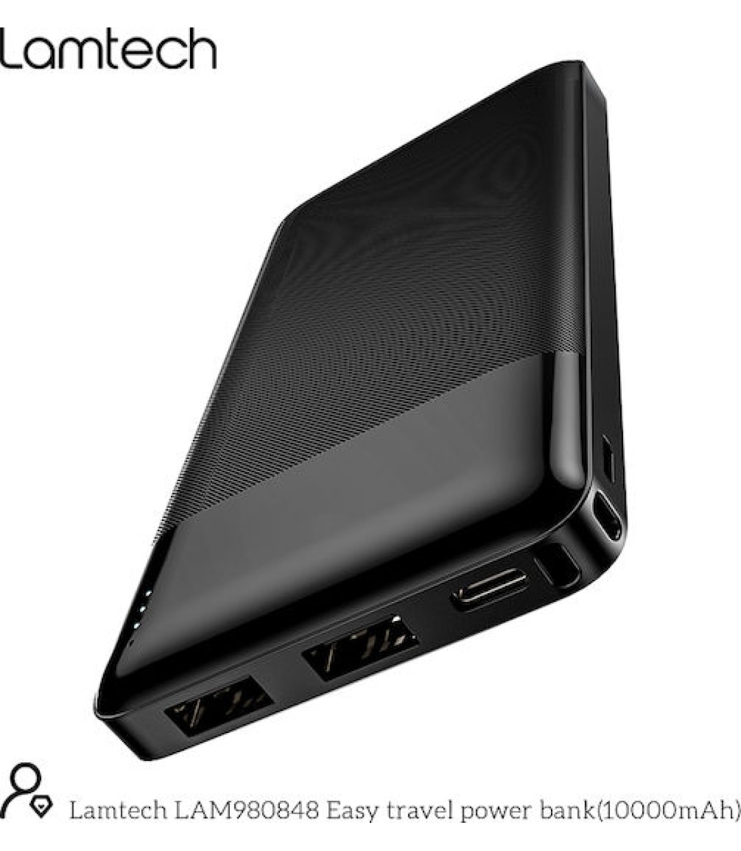 POWER BANK LAMTECH LAM 980848 10.000 Mah DUAL USB BLACK