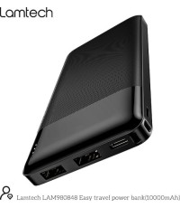POWER BANK LAMTECH LAM 980848 10.000 Mah DUAL USB BLACK