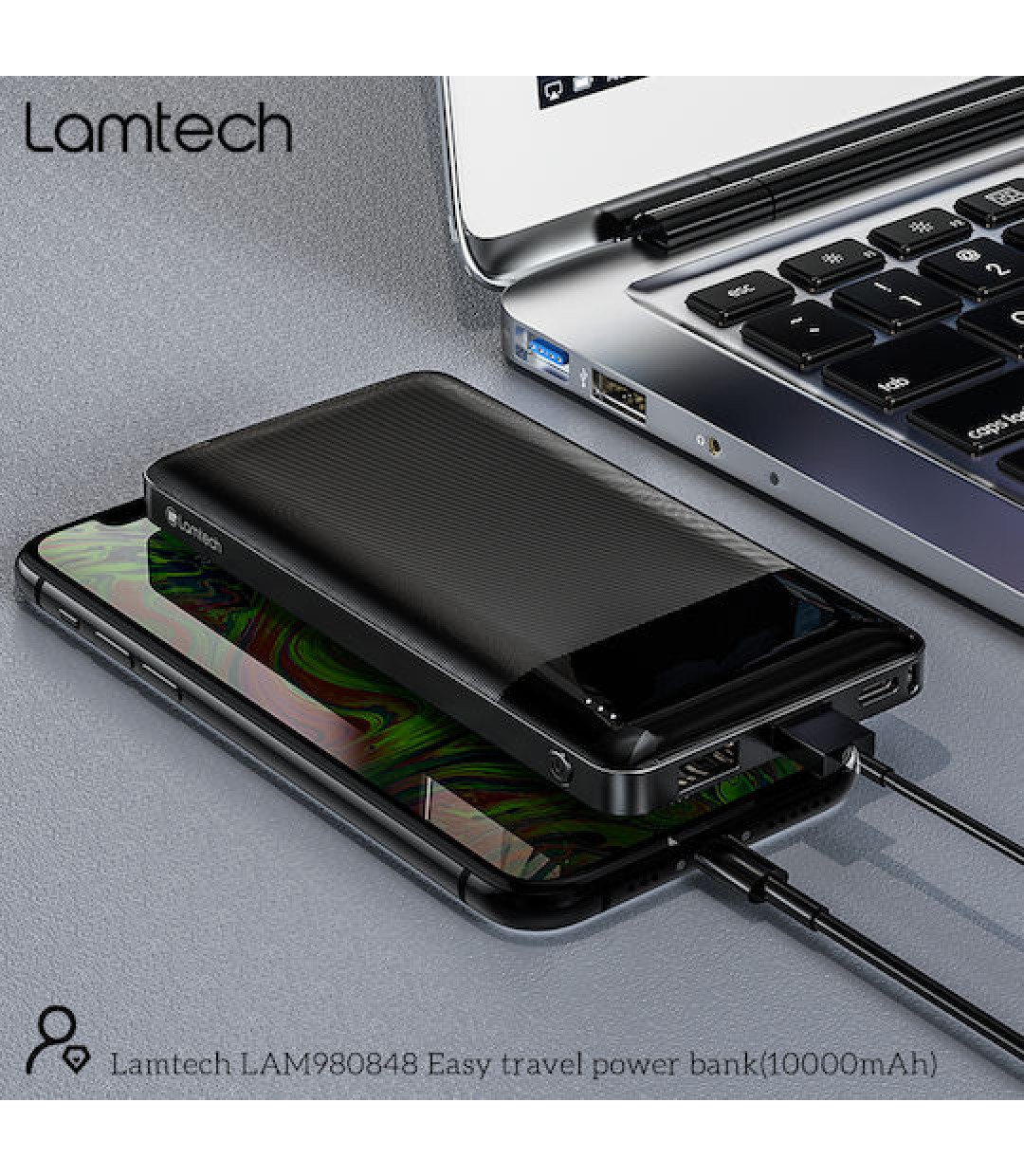 POWER BANK LAMTECH LAM 980848 10.000 Mah DUAL USB BLACK