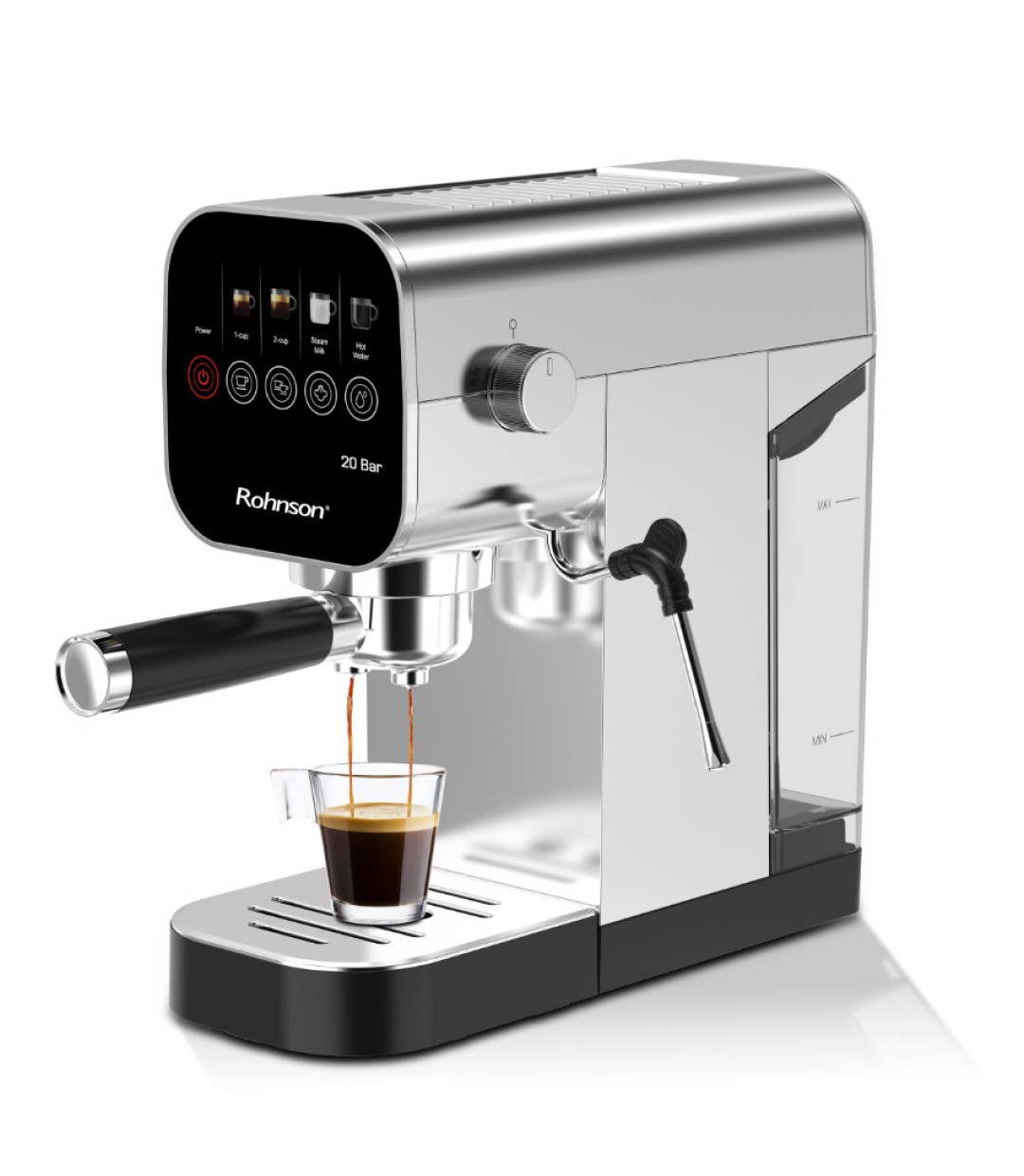 Rohnson Μηχανή Espresso 1360W Πίεσης 20bar Ασημί R-98100
