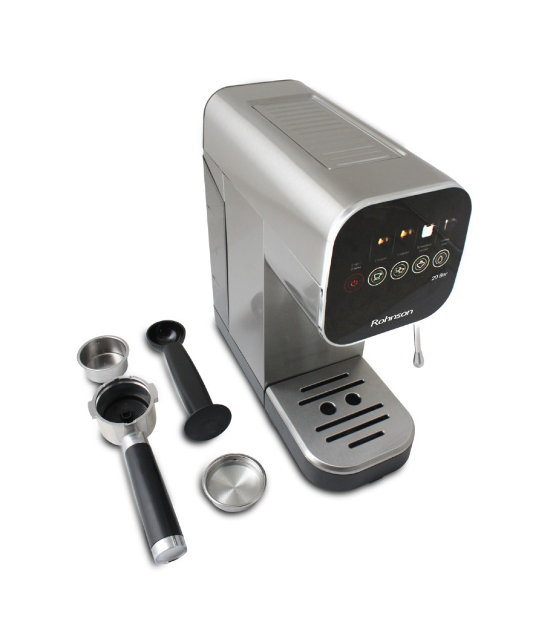 Rohnson Μηχανή Espresso 1360W Πίεσης 20bar Ασημί R-98100