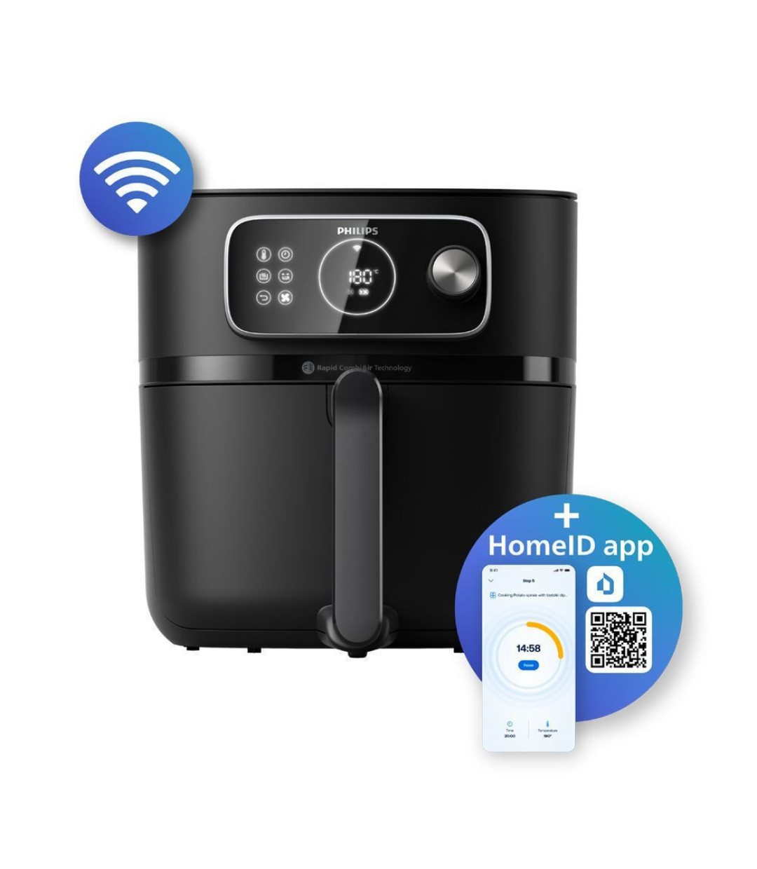 ΦΡΙΤΕΖΑ Philips HD 9876/90 Series 7000 ΠΟΛΥΜΑΓΕΙΡΑΣ  με Wi-Fi 8.3lt Μαύρο