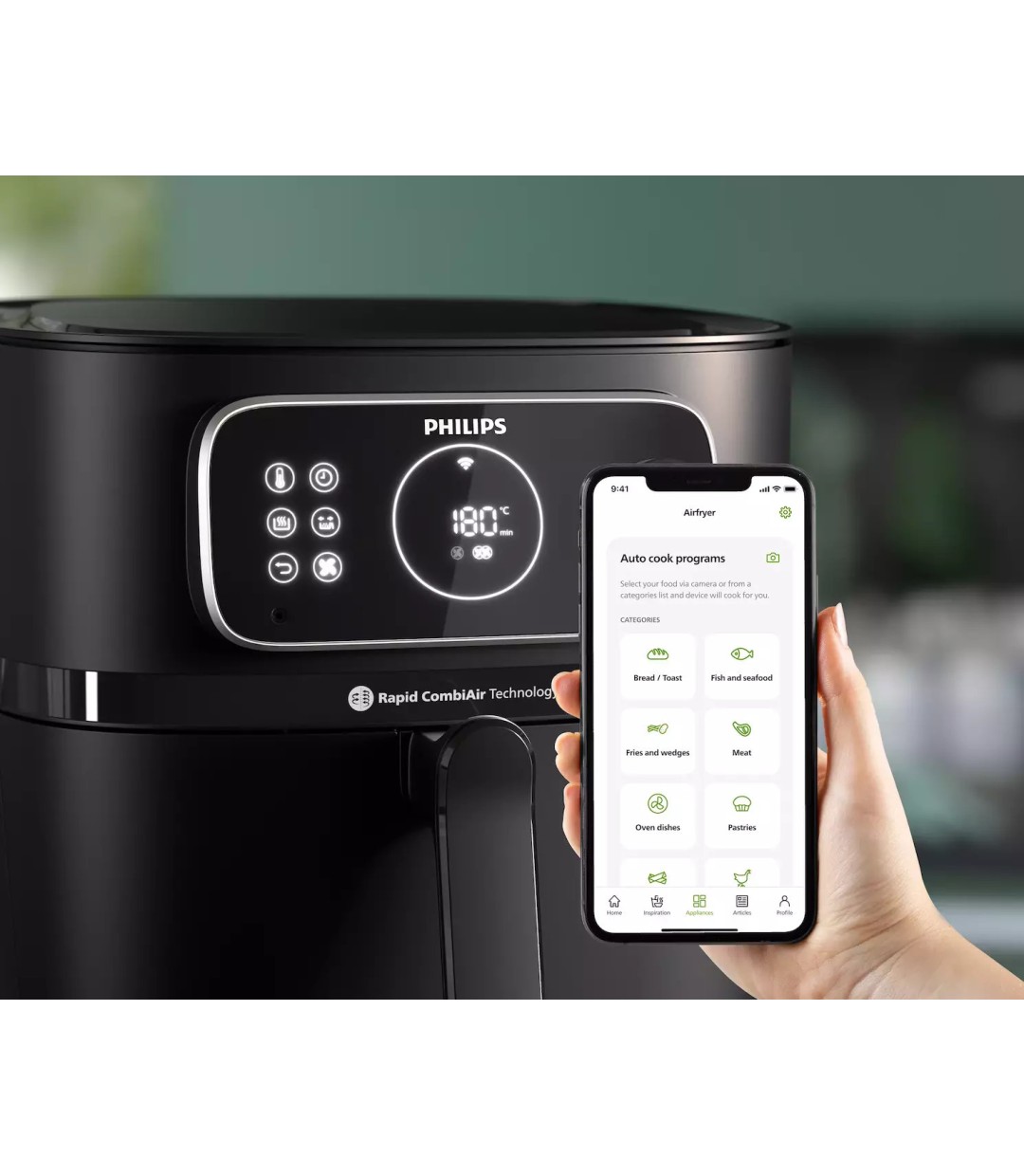 ΦΡΙΤΕΖΑ Philips HD 9876/90 Series 7000 ΠΟΛΥΜΑΓΕΙΡΑΣ  με Wi-Fi 8.3lt Μαύρο