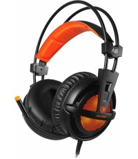 Sades A6 Over Ear Gaming Headset με σύνδεση USB Πορτοκαλί