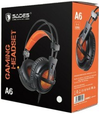 Sades A6 Over Ear Gaming Headset με σύνδεση USB Πορτοκαλί