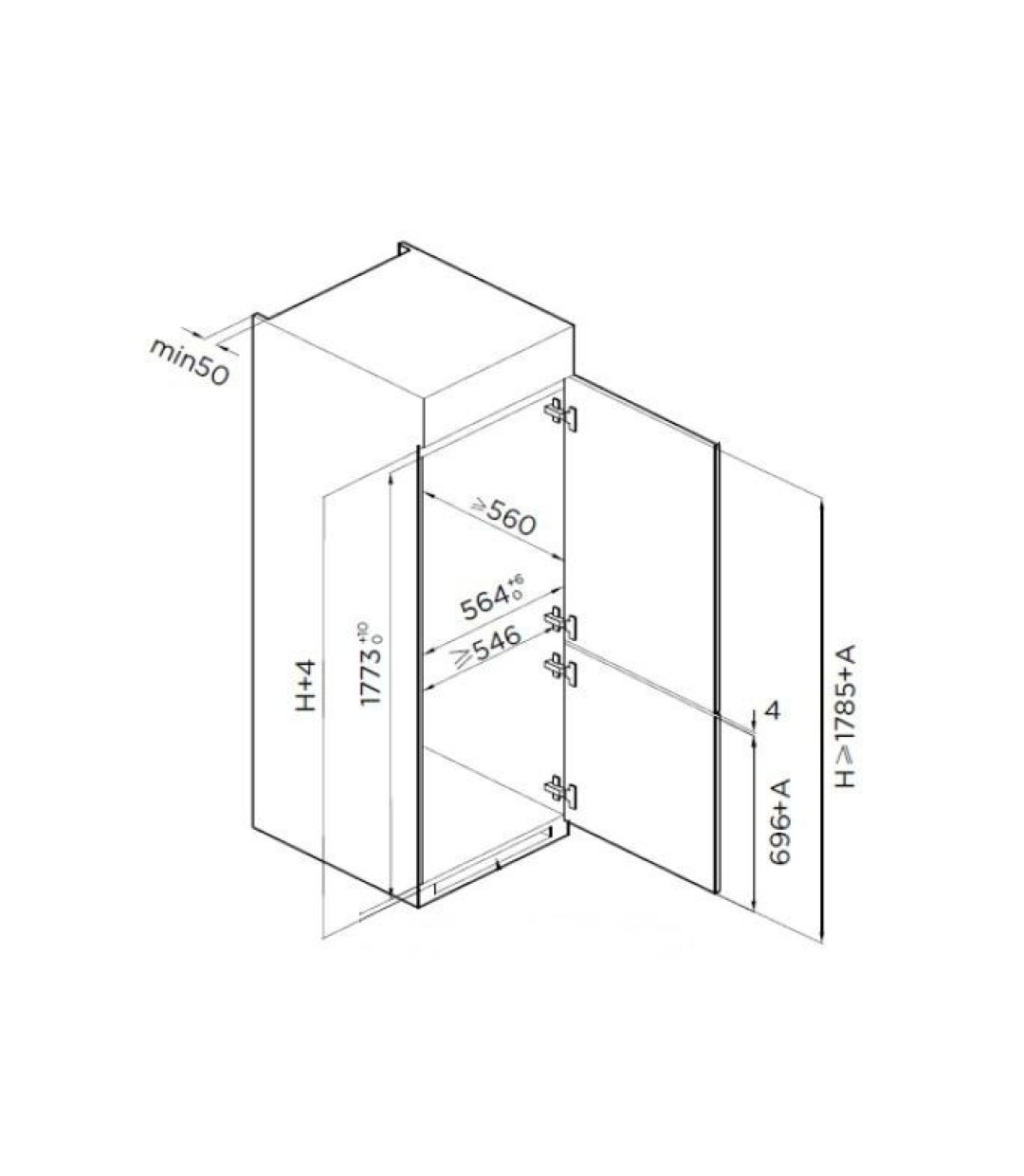 Heinner Εντοιχιζόμενος Ψυγειοκαταψύκτης 271lt Υ178.5xΠ54xΒ55εκ. Λευκός HC-BIM271INVE++