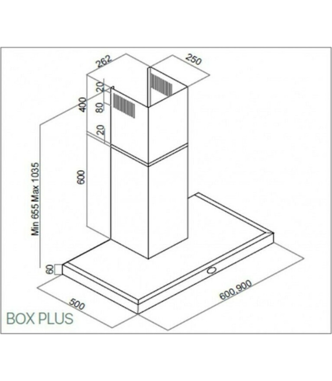 Davoline Box Plus Απορροφητήρας Καμινάδα 90cm Inox