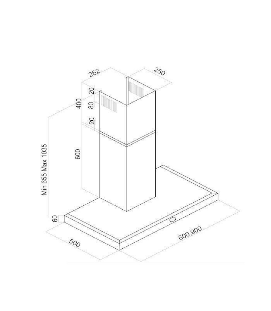 Davoline Box Plus Απορροφητήρας Καμινάδα 90cm Inox