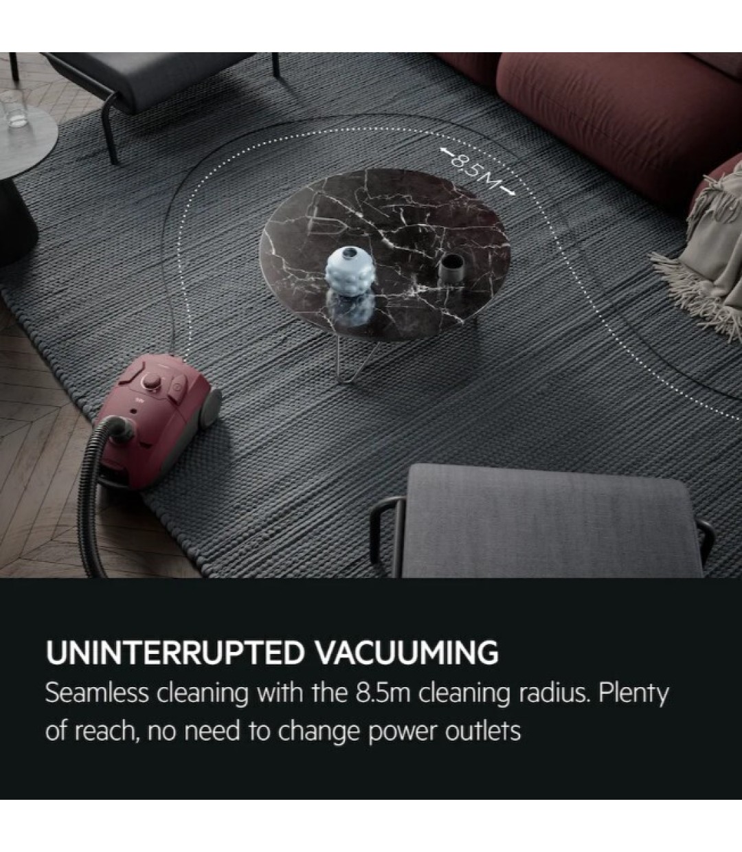 AEG AB51C2DR Ηλεκτρική Σκούπα 650W με Σακούλα 3lt Μπορντό