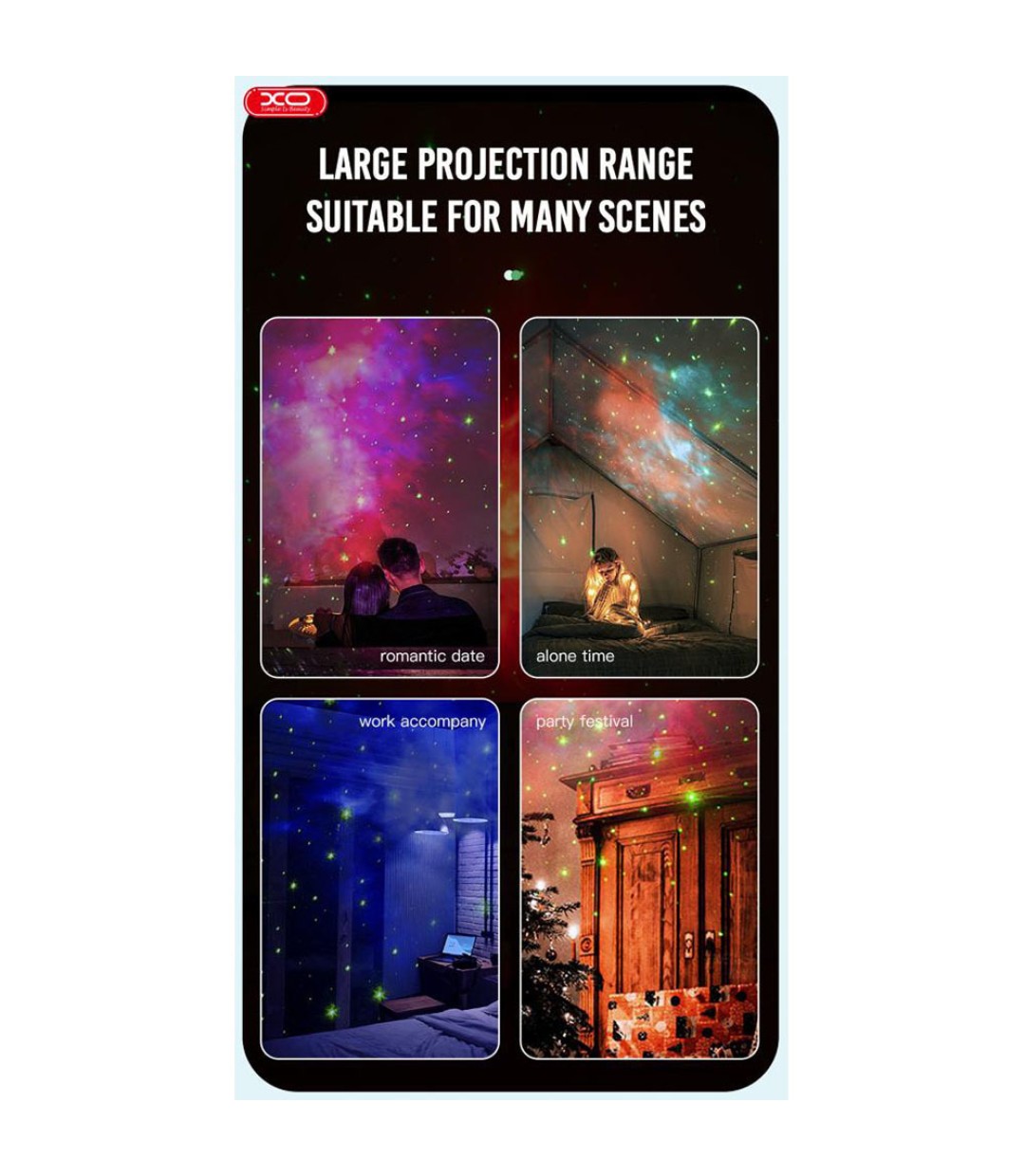 XO Παιδικό Φωτιστικό Projector με Προβολή Αστεριών Λευκό 21x11cm